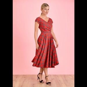 The Pretty Dress Company Hourglass Tartan Swing Dress EUC